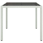 Garden Table 90x90x75 cm Tempered Glass and Poly Rattan White 316702