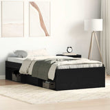 Bed Frame without Mattress Black Oak 75x190 cm Engineered Wood 3329311