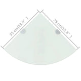 Corner Shelves 2 pcs with Chrome Supports Glass White 35x35 cm 3051599