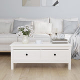 ZNTS Coffee Table White 100x50x40 cm Solid Wood Pine 814605