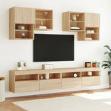 TV Wall Cabinet with LED Lights Sonoma Oak 100x30x40 cm 837213