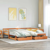 Daybed with Trundle&Drawers without Mattress Wax Brown 90x190 cm Single 3302163