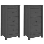Sideboards 2 pcs Grey 40x35x80 cm Solid Wood Pine 813744