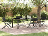 Garden Dining Set Folding 5 pcs Black Powder-Coated Steel 3379376