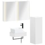 Bathroom Furniture Set 4 pcs White Engineered Wood and Glass 3407399