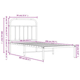 Bed Frame Black Powder-Coated Steel Single Industrial Bed Frame 352571