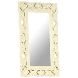 Hand Carved Mirror White 80x50 cm Solid Mango Wood 321642