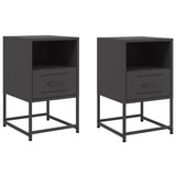 Bedside Cabinets 2 pcs Black 36x39x60.5 cm Steel 846555