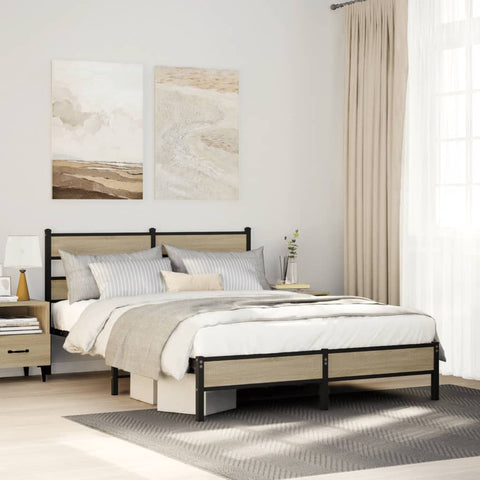 Bed Frame without Mattress Sonoma Oak 137x190 cm Engineered Wood 4017253