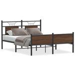 Bed Frame without Mattress Brown Oak 150x200 cm King Size Engineered Wood 4107036