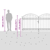 Fence gate with Lock Grey 300 x 150 cm Steel 42008935