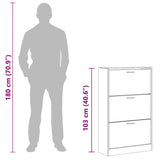 Shoe Cabinet High Gloss White 63x24x103 cm Engineered Wood 342554