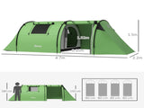 Four Man Duo Room Tunnel Tent, with Accessories - Green T3398P349028