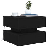 Coffee Table with LED Lights Black Oak 50x50x40 cm 862257