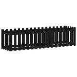 Garden Raised Bed with Fence Design Black 200x50x50 cm Solid Wood Pine 832509