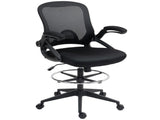 Drafting Chair with Flip-up Armrest, Mesh Office Stool with Foot Ring, 360 Degree Swivel Height T3398P344414