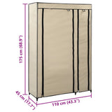 282422 Folding Wardrobe Cream 110x45x175 cm Fabric
