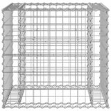 Garden Bench With Gabion Basket Natural Pine, Silver 3196242