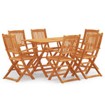 ZNTS 7 Piece Folding Outdoor Dining Set Solid Eucalyptus Wood 3087152