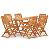 ZNTS 7 Piece Folding Outdoor Dining Set Solid Eucalyptus Wood 3087152