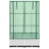 Raised Bed with Greenhouse Cover Rattan Look 80x40x138 cm 4015842