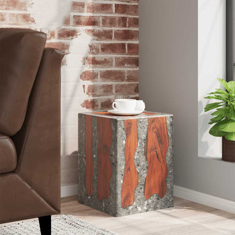 Stool Solid Teak Wood and Resin 243468