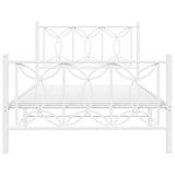Metal Bed Frame without Mattress with Footboard White 100x200cm 376190