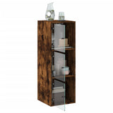 Wall Cabinet with Glass Doors Smoked Oak 35x37x100 cm 836487