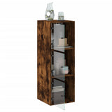 Wall Cabinet Smoked oak Engineered wood, glass 35x37x100 cm 836487