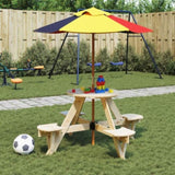 Picnic Table for 4 Kids with Umbrella Hole Round Solid Wood Fir 4008987