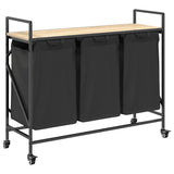 Laundry Basket 3 Compartments with Wheels Sonoma Oak 859091