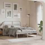 Metal Bed Frame without Mattress with Headboard White 140x200cm 376650