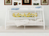 White metal bunk bed with bunk beds, suitable for adults and children, equipped with ladder safety W3987P434158