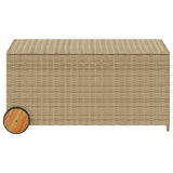 Garden Storage Box with Wheels Mix Beige 190L Poly Rattan 365327