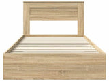 Bed Frame Sonoma Oak and Silver 75 x 190 cm Engineered Wood 3410044