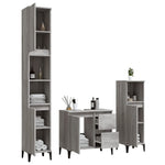 ZNTS 3 Piece Bathroom Cabinet Set Grey Sonoma Engineered Wood 3185549