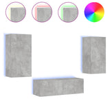 3 Piece TV Wall Cabinets with LED Lights Concrete Grey 3216877