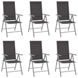 Garden Chair Set of 6 Black and silver Aluminium, Textilene 312183