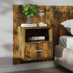 ZNTS Wall-mounted Bedside Cabinets 2 pcs Smoked Oak 816965