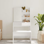 Dressing Table with Mirror High Gloss White 74.5x40x141 cm 802810