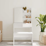 Dressing Table with Mirror High Gloss White 74.5x40x141 cm 802810