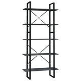 5-Tier Book Cabinet Grey 80x30x175 cm Pinewood 3081995