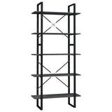 5-Tier Book Cabinet Grey 80x30x175 cm Pinewood 3081995