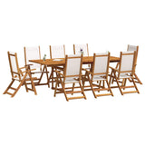 9 Piece Garden Dining Set Solid Wood Acacia and Textilene 3279293