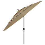 3-Tier Garden Parasol with Aluminium Pole Taupe 3.5 m 313879
