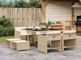 9 Piece Garden Dining Set with Cushions Beige Poly Rattan 3211138