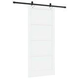 Sliding Door White and Black 93 x 211 cm Solid Pine Wood 3333517
