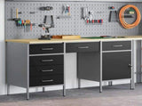 Work Cabinet with Drawer 3 pcs Black Engineered Wood and Steel 3321378