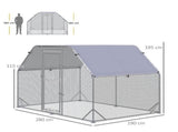 Walk in Chicken Run Chicken Coop Hen House Outdoor with Roof for 4-6 Chickens, 280 x 190 x 195cm T3398P350086