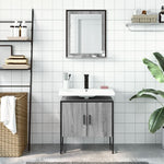 ZNTS 2 Piece Bathroom Cabinet Set Grey Sonoma Engineered Wood 3214337